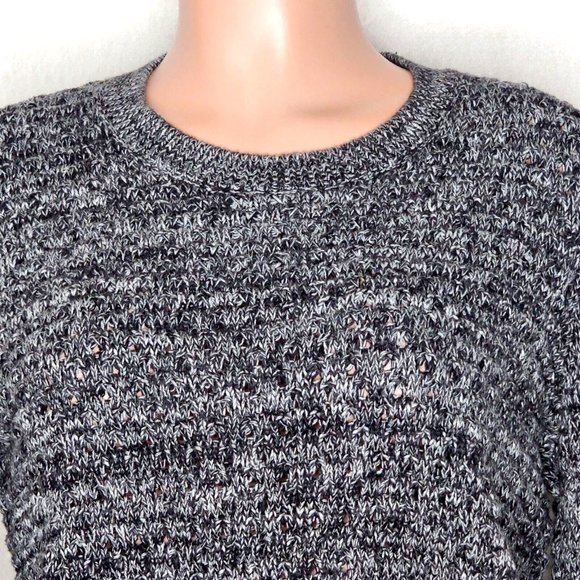Victoria's Secret Black Gray Loose Weave Marled Sweater Pullover - Picture 2 of 6